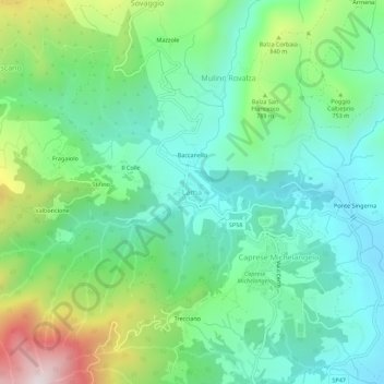 Mappa topografica Lama, altitudine, rilievo