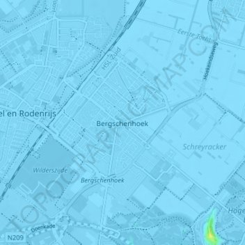 Mappa topografica Bergschenhoek, altitudine, rilievo
