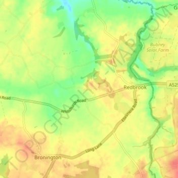 Mappa topografica Whitewell, altitudine, rilievo