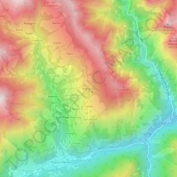 Mappa topografica Allemandi, altitudine, rilievo
