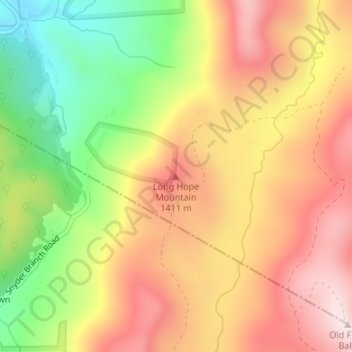 Mappa topografica Long Hope Mountain, altitudine, rilievo