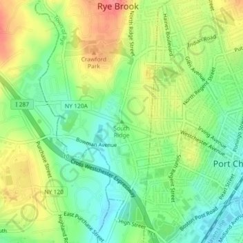 Mappa topografica South Ridge, altitudine, rilievo