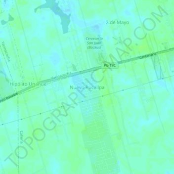 Mappa topografica Nuevo Pucallpa, altitudine, rilievo