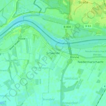 Mappa topografica Schwinde, altitudine, rilievo