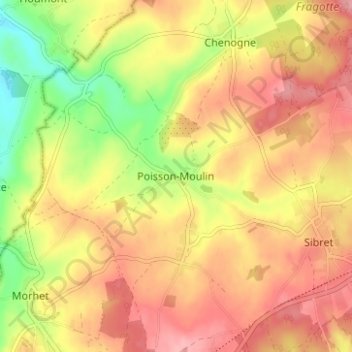 Mappa topografica Poisson-Moulin, altitudine, rilievo