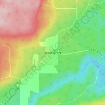 Mappa topografica Forest Grove, altitudine, rilievo