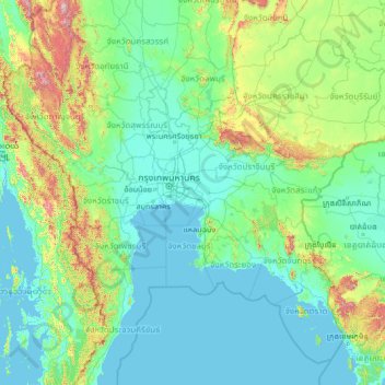 Mappa topografica Samut Prakan Province, altitudine, rilievo
