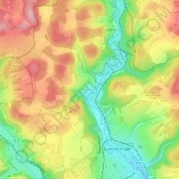 Mappa topografica Bronnen, altitudine, rilievo