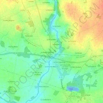 Mappa topografica La Simonière, altitudine, rilievo