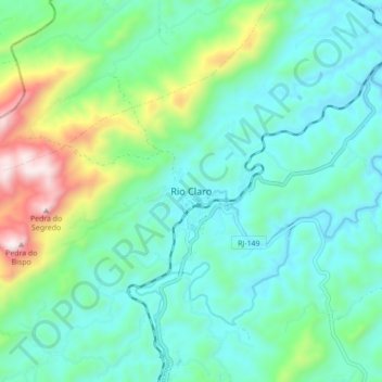 Mappa topografica Rio Claro, altitudine, rilievo