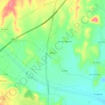 Mappa topografica Burjulú, altitudine, rilievo