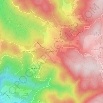 Mappa topografica Boffet, altitudine, rilievo