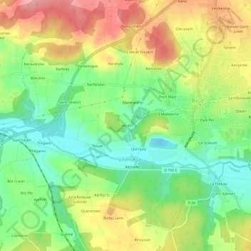 Mappa topografica Coet-Vin, altitudine, rilievo