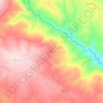 Mappa topografica Roriz, altitudine, rilievo