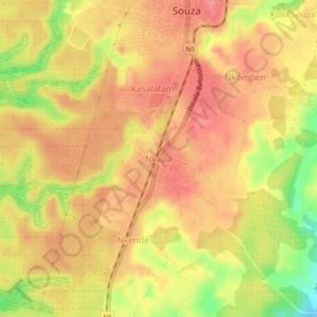 Mappa topografica Nkapa, altitudine, rilievo