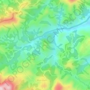Mappa topografica Manki, altitudine, rilievo