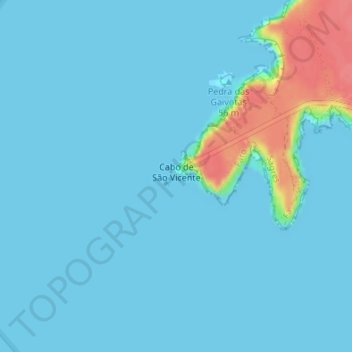 Mappa topografica Cabo de São Vicente, altitudine, rilievo