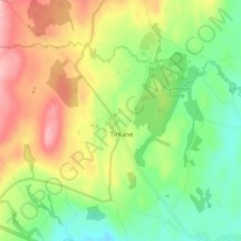 Mappa topografica Slaughtneil, altitudine, rilievo
