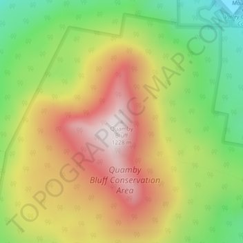 Mappa topografica Quamby Bluff, altitudine, rilievo
