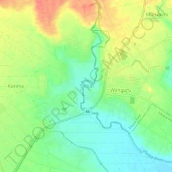 Mappa topografica Thiba, altitudine, rilievo