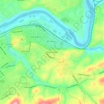 Mappa topografica Haven Heights, altitudine, rilievo