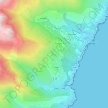 Mappa topografica Pozzo, altitudine, rilievo