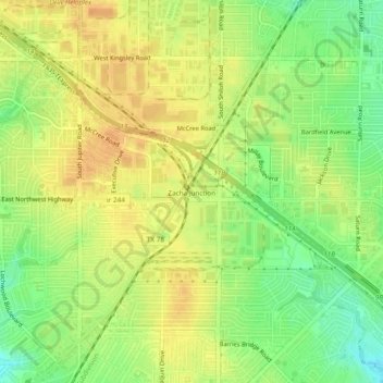 Mappa topografica Zacha Junction, altitudine, rilievo