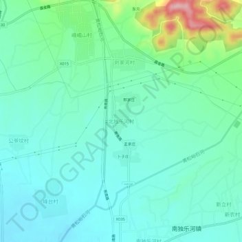 Mappa topografica 北独乐河村, altitudine, rilievo