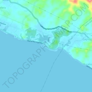 Mappa topografica Carayman, altitudine, rilievo