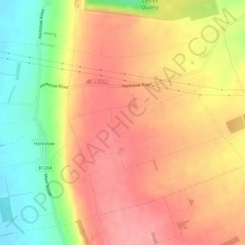 Mappa topografica Howkstow Wolds, altitudine, rilievo