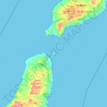 Mappa topografica Isla de Lobos, altitudine, rilievo
