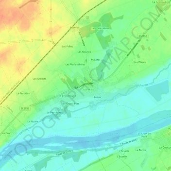 Mappa topografica Le Bourg, altitudine, rilievo