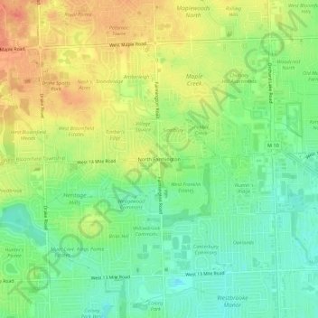 Mappa topografica North Farmington, altitudine, rilievo