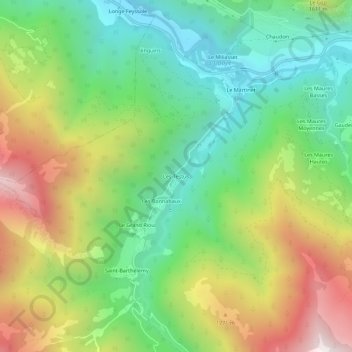 Mappa topografica Les Testus, altitudine, rilievo