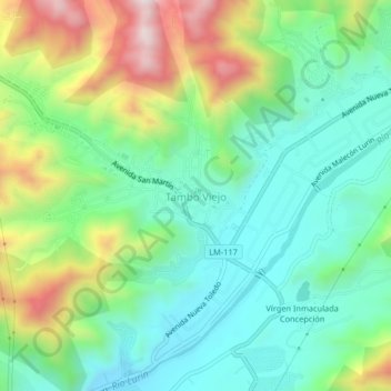 Mappa topografica Tambo Viejo, altitudine, rilievo
