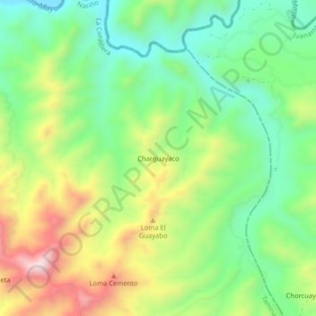 Mappa topografica Charguayaco, altitudine, rilievo
