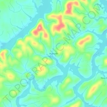 Mappa topografica Riverside, altitudine, rilievo