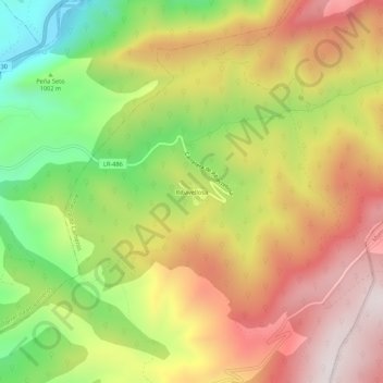 Mappa topografica Ribabellosa, altitudine, rilievo