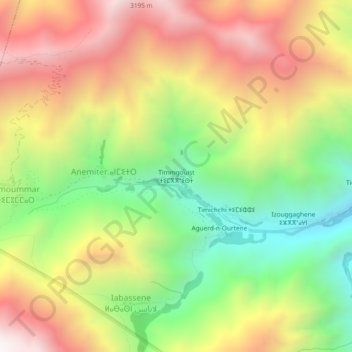 Mappa topografica Timmgouist, altitudine, rilievo