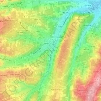Mappa topografica Le Petit Passeloup, altitudine, rilievo