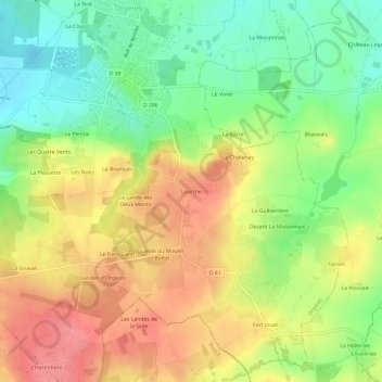Mappa topografica Lourme, altitudine, rilievo