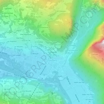Mappa topografica Les Plaignes, altitudine, rilievo