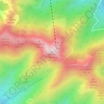 Mappa topografica Monte Capanne, altitudine, rilievo