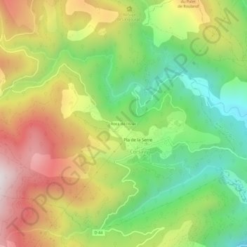 Mappa topografica Roca de l'Alias, altitudine, rilievo