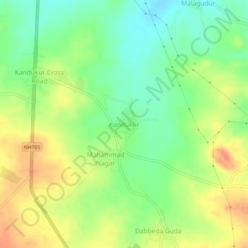Mappa topografica Kandukur, altitudine, rilievo