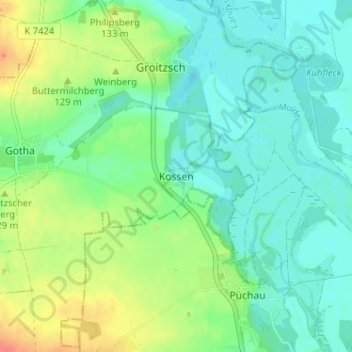 Mappa topografica Kossen, altitudine, rilievo