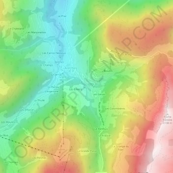 Mappa topografica Les Nants, altitudine, rilievo
