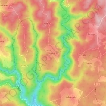 Mappa topografica Genestine, altitudine, rilievo