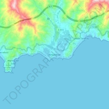 Mappa topografica Almuñécar, altitudine, rilievo