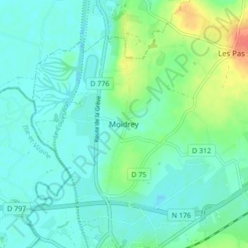 Mappa topografica Moidrey, altitudine, rilievo